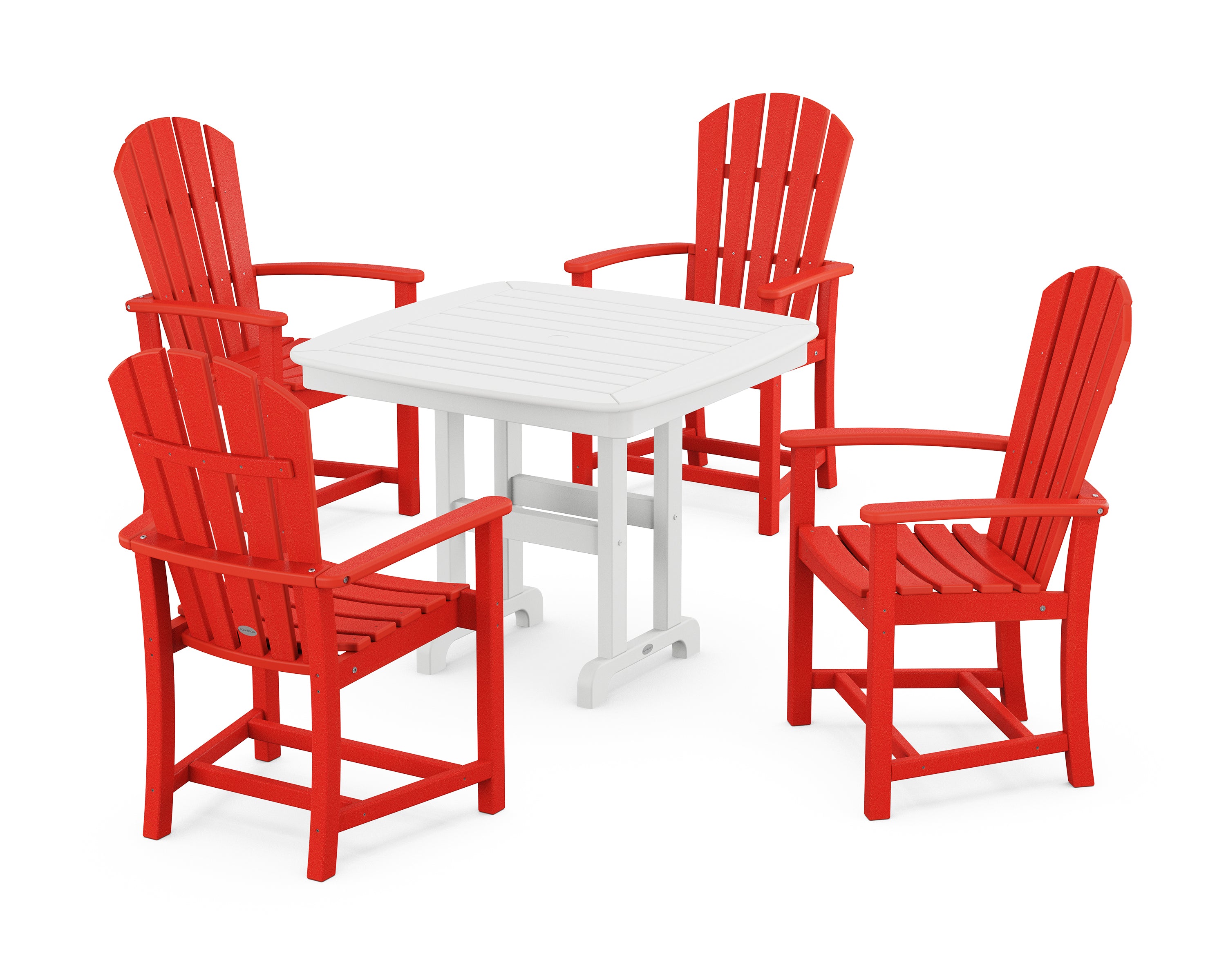 POLYWOOD® Palm Coast 5-Piece Dining Set in Sunset Red / White