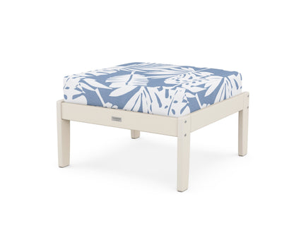 Country Living Cottage Deep Seating Ottoman in Sand / Leaf Sky Blue
