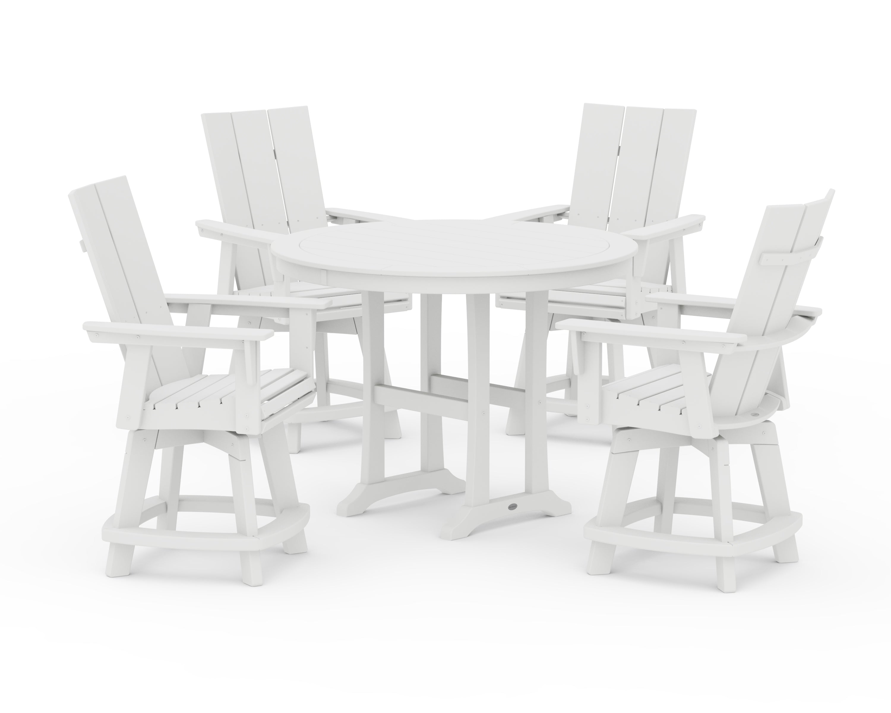 POLYWOOD® 5-Piece Modern Swivel Counter Set in White