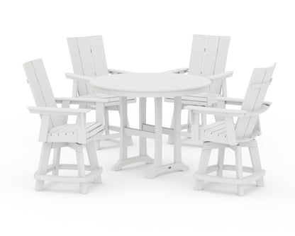 POLYWOOD® 5-Piece Modern Swivel Counter Set in White