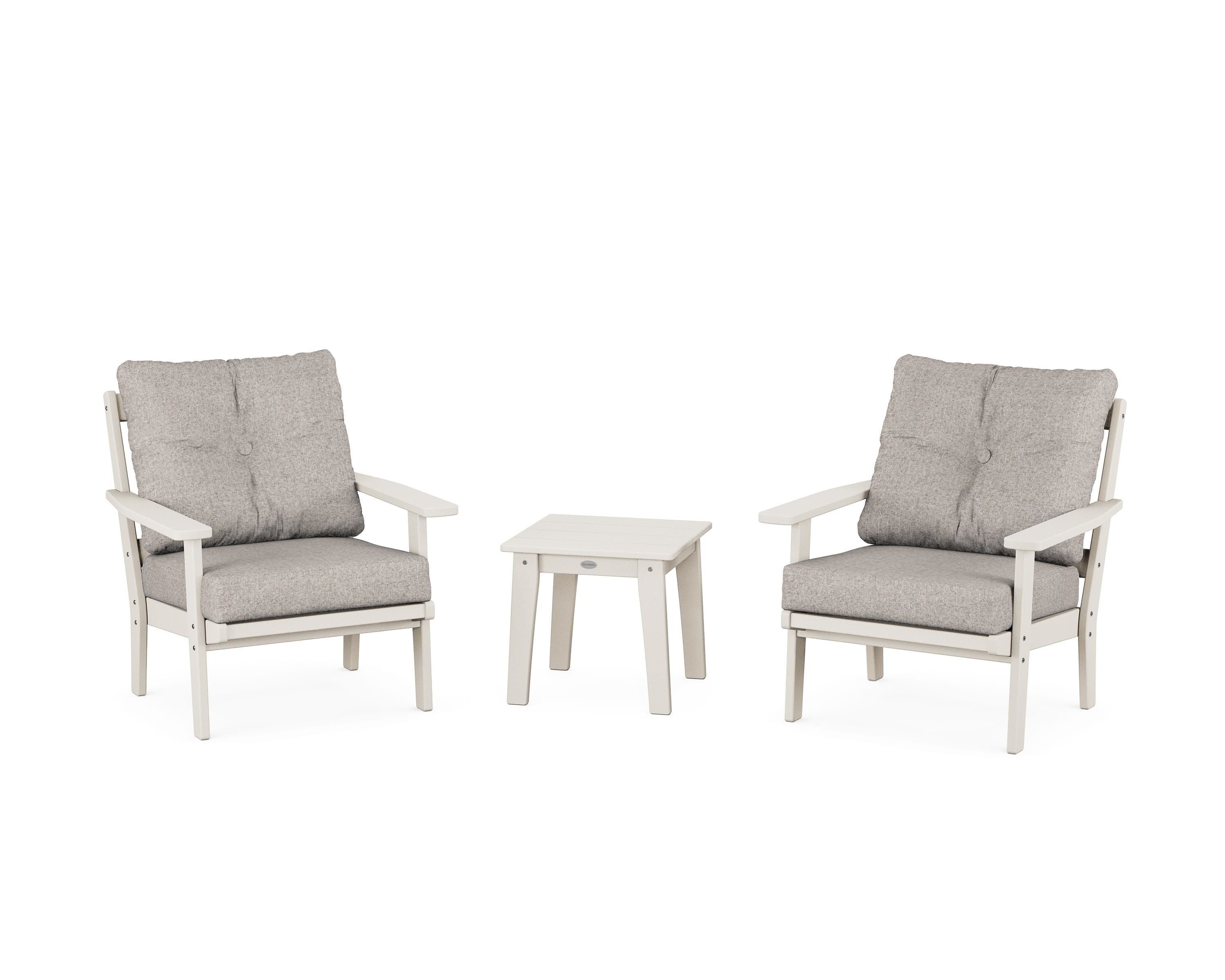 POLYWOOD® Prairie 3-Piece Deep Seating Set in Sand / Weathered Tweed