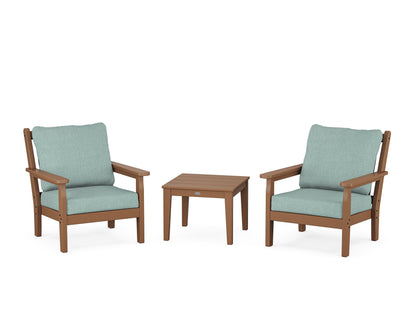 POLYWOOD® Chippendale 3-Piece Deep Seating Set in Teak / Glacier Spa