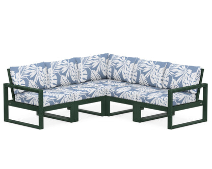 POLYWOOD® EDGE 5-Piece Modular Deep Seating Set in Green / Leaf Sky Blue