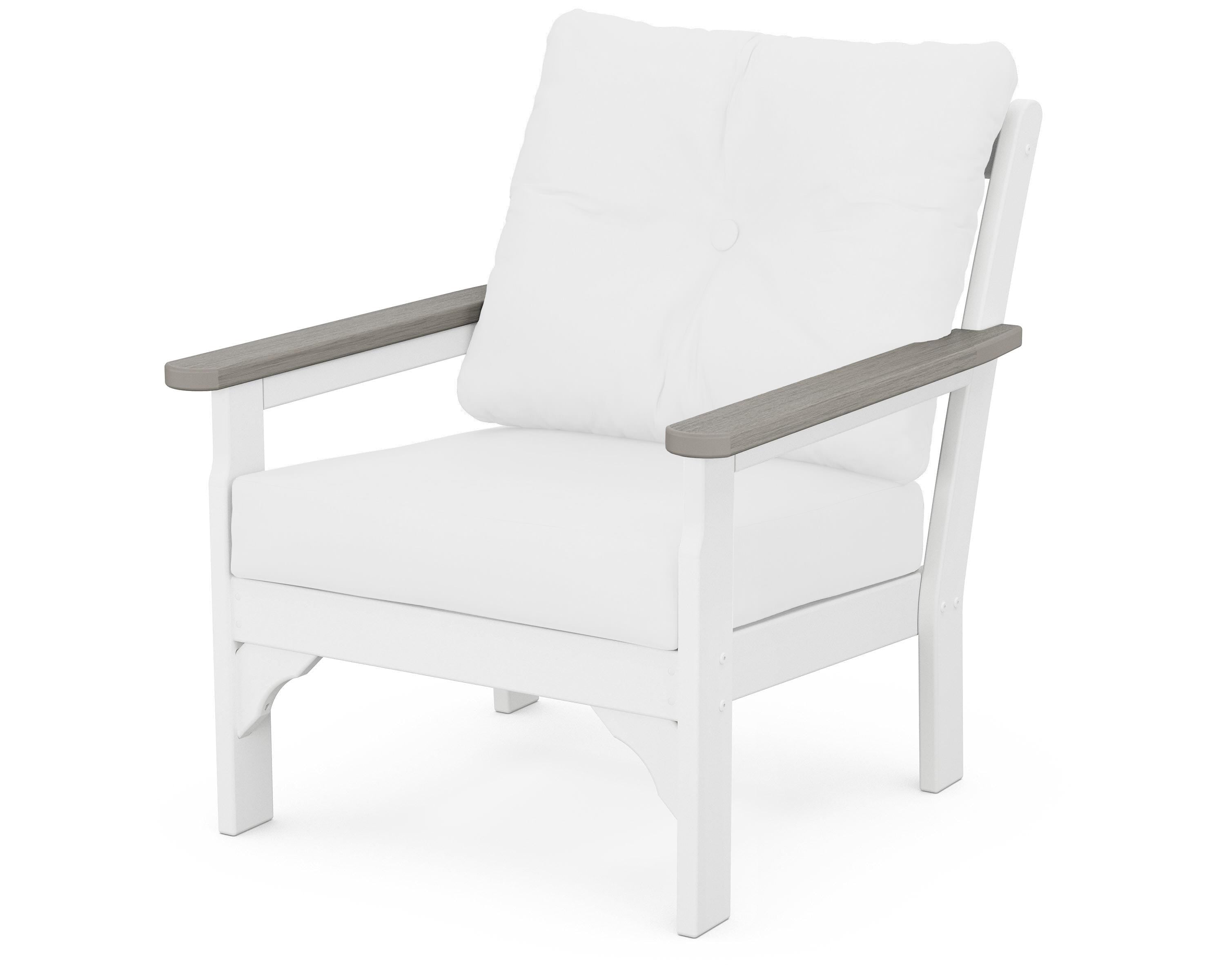 POLYWOOD® Vineyard Deep Seating Chair in White / Driftwood / Natural