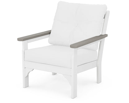 POLYWOOD® Vineyard Deep Seating Chair in White / Driftwood / Natural
