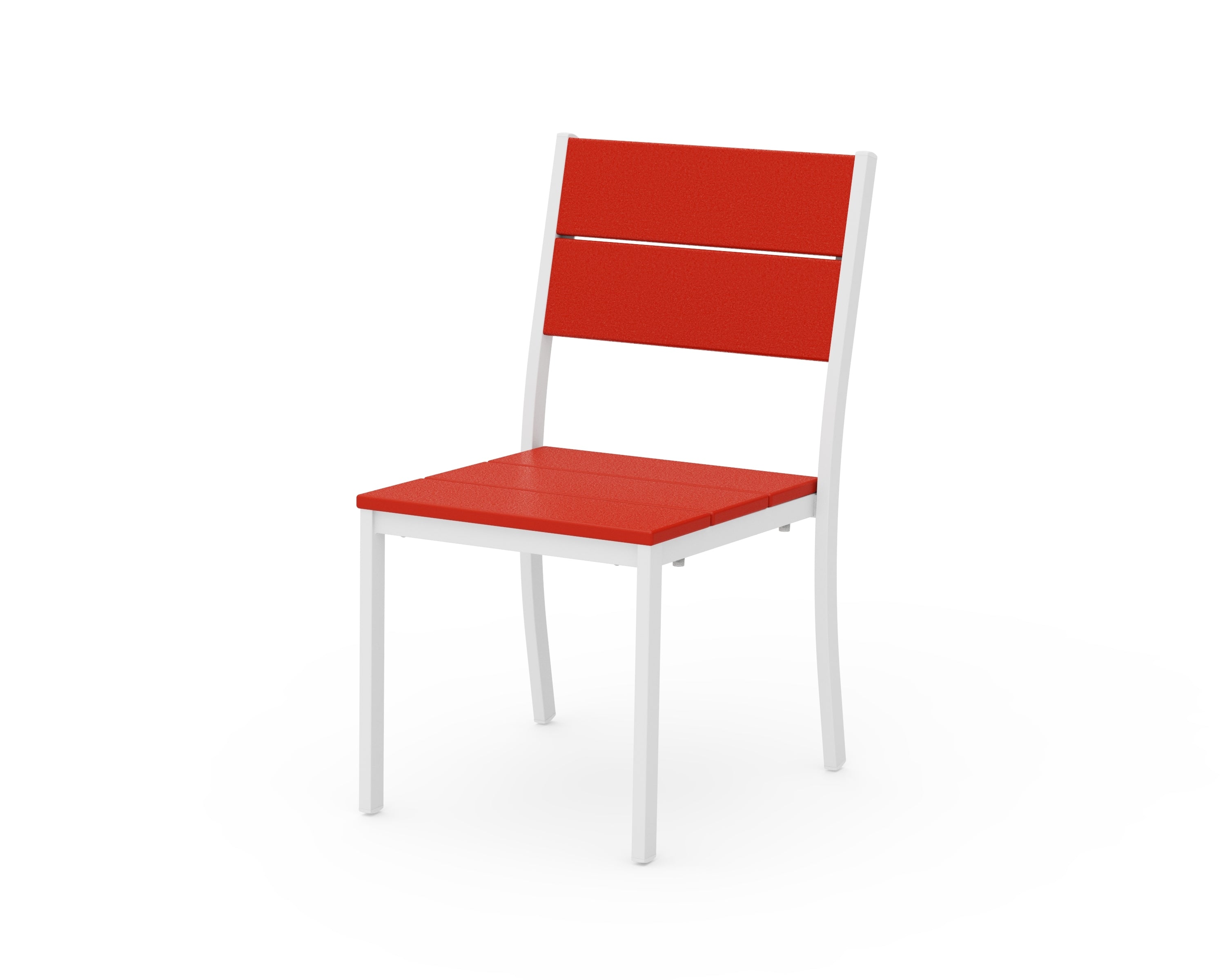 POLYWOOD® Main Street Stacking Dining Side Chair in White / Sunset Red