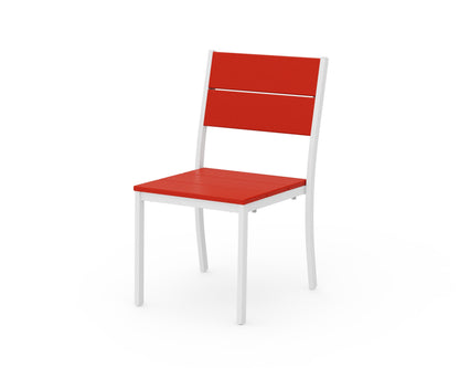POLYWOOD® Main Street Stacking Dining Side Chair in White / Sunset Red