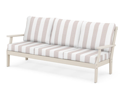 POLYWOOD® Braxton Deep Seating Sofa in Sand / Cabana Stripe Dune Burlap