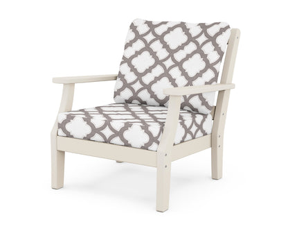 Martha Stewart by POLYWOOD® Chinoiserie Deep Seating Chair in Sand / Trellis Grey Mist
