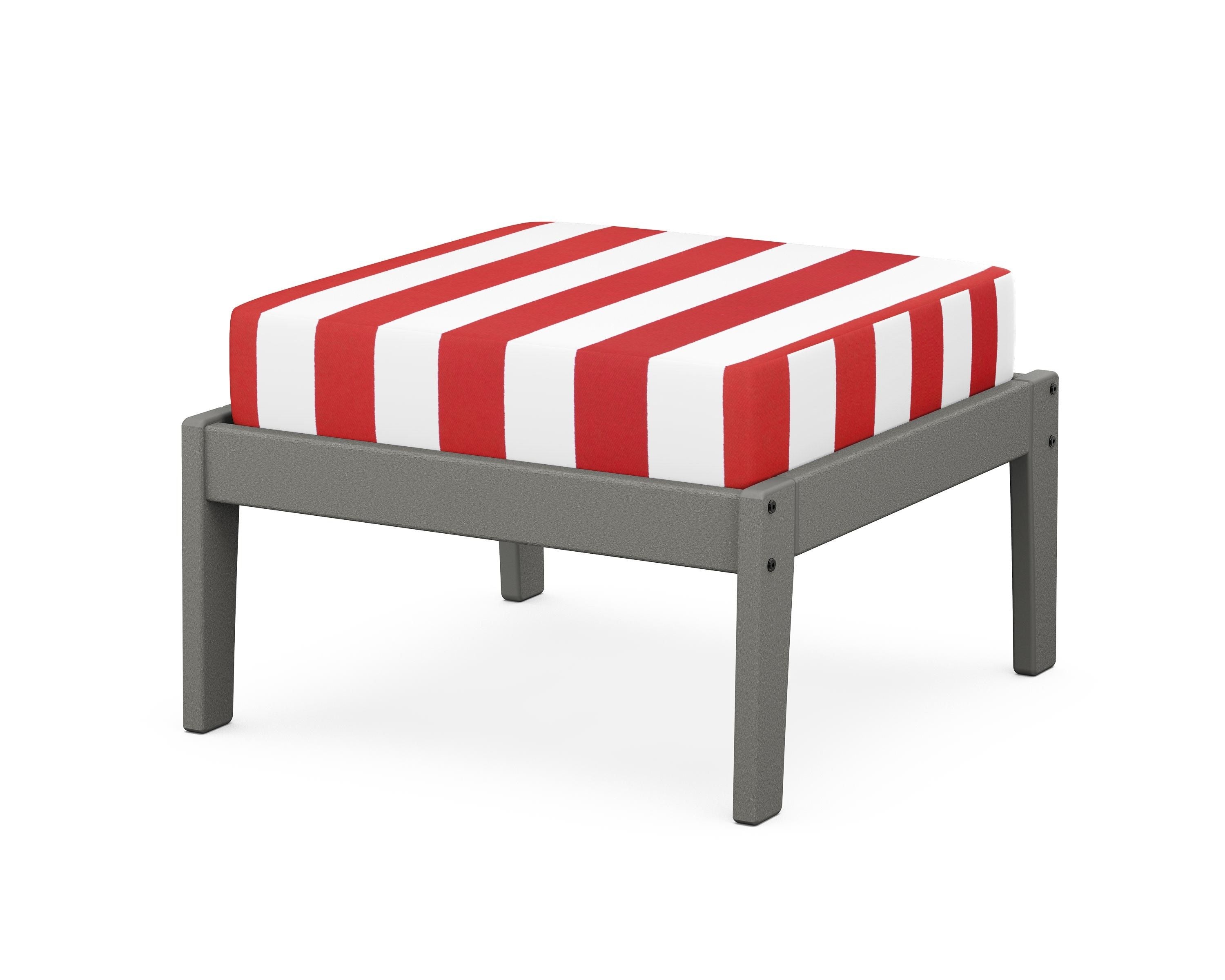 Unbranded Deep Seating Ottoman in Slate Grey / Cabana Stripe Crimson