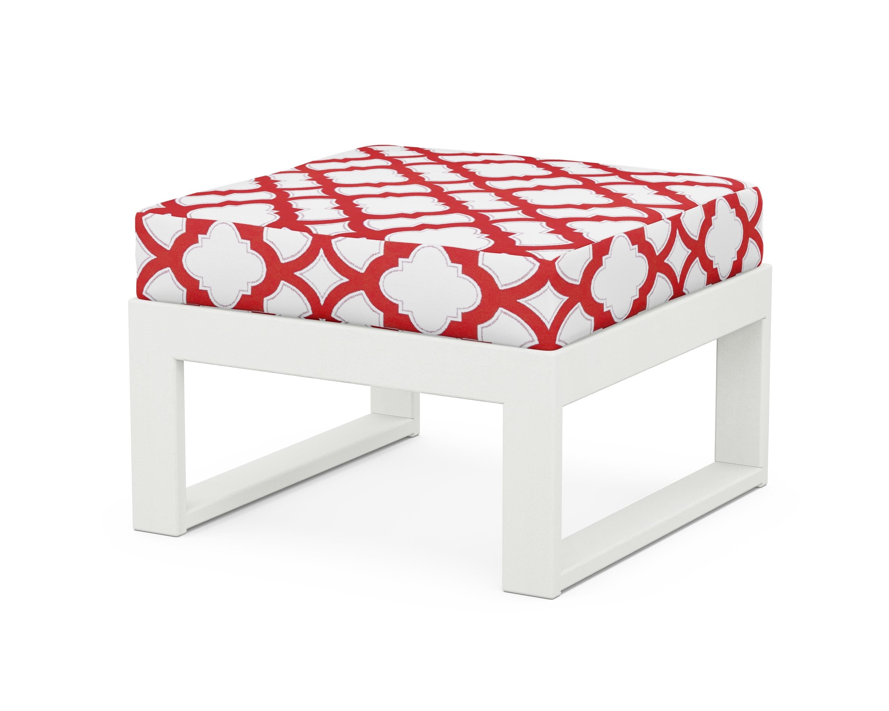 Unbranded Modular Ottoman - Modern in Vintage White / Trellis Crimson