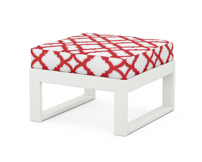 Unbranded Modular Ottoman - Modern in Vintage White / Trellis Crimson