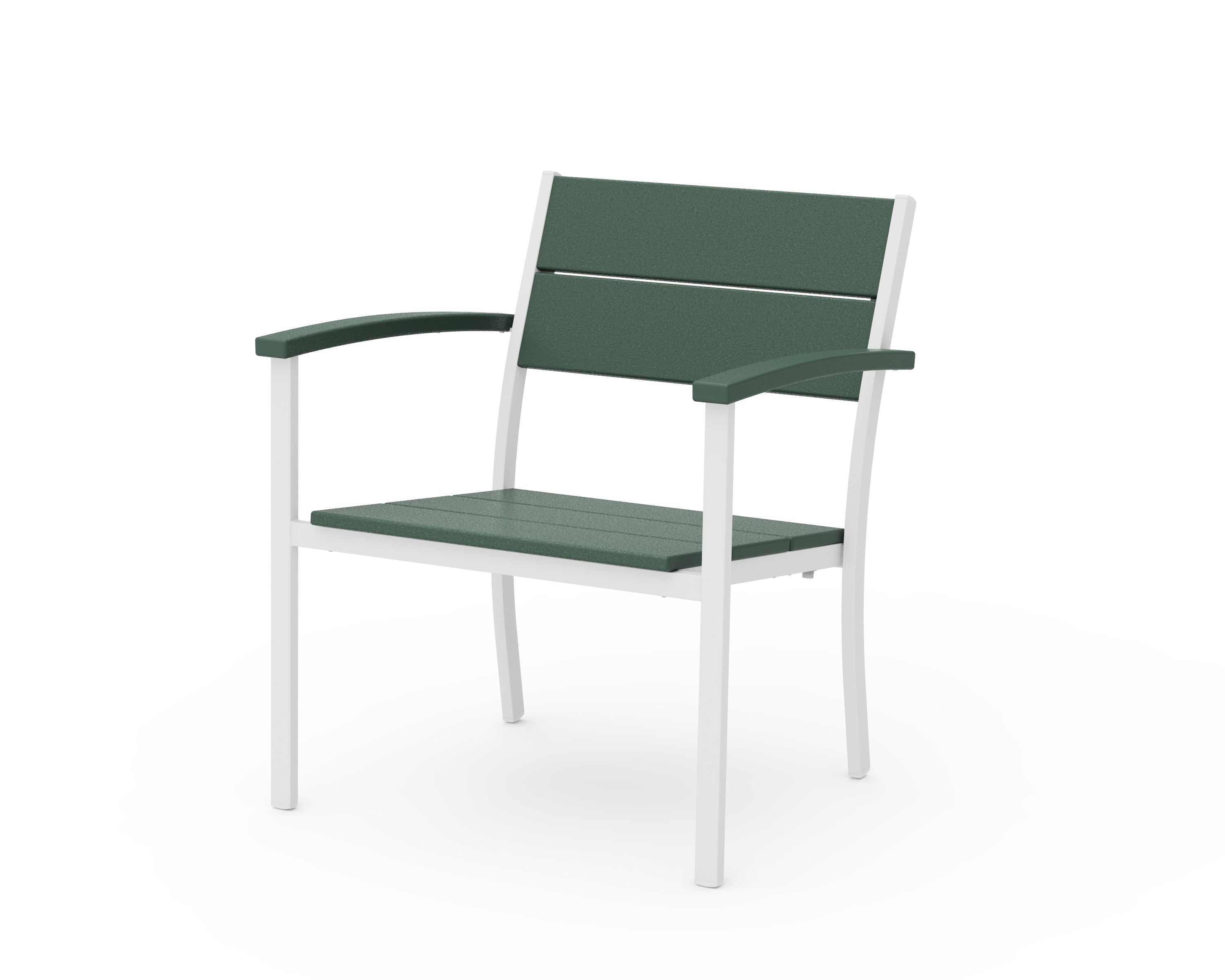 POLYWOOD® Main Street Stacking Lounge Arm Chair in White / Green