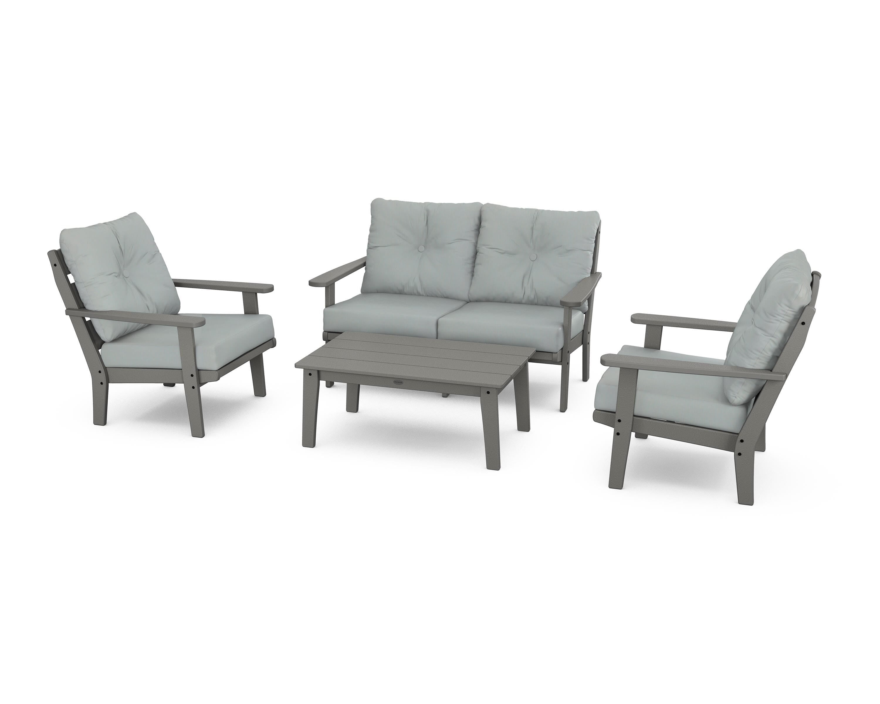 POLYWOOD® Lakeside 4-Piece Deep Seating Set in Slate Grey / Spa