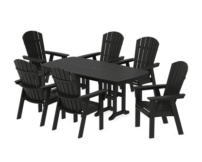 POLYWOOD® Nautical Curveback Adirondack 7-Piece Dining Set in Black