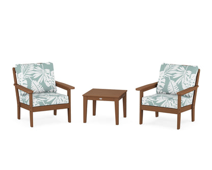 Country Living Cottage 3-Piece Deep Seating Set in Teak / Leaf Glacier Spa