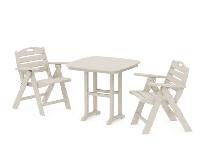 POLYWOOD® Nautical Folding Lowback Chair 3-Piece Dining Set in Sand