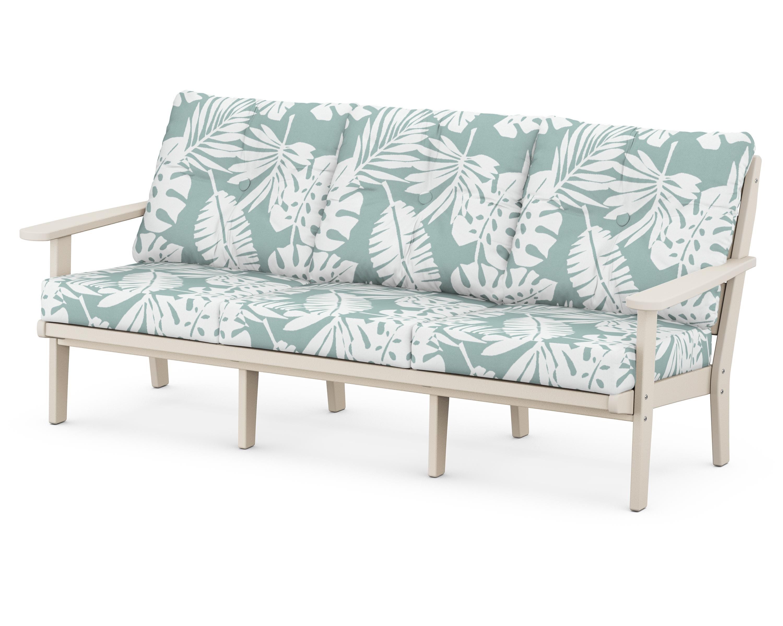 POLYWOOD® Lakeside Deep Seating Sofa in Sand / Leaf Glacier Spa