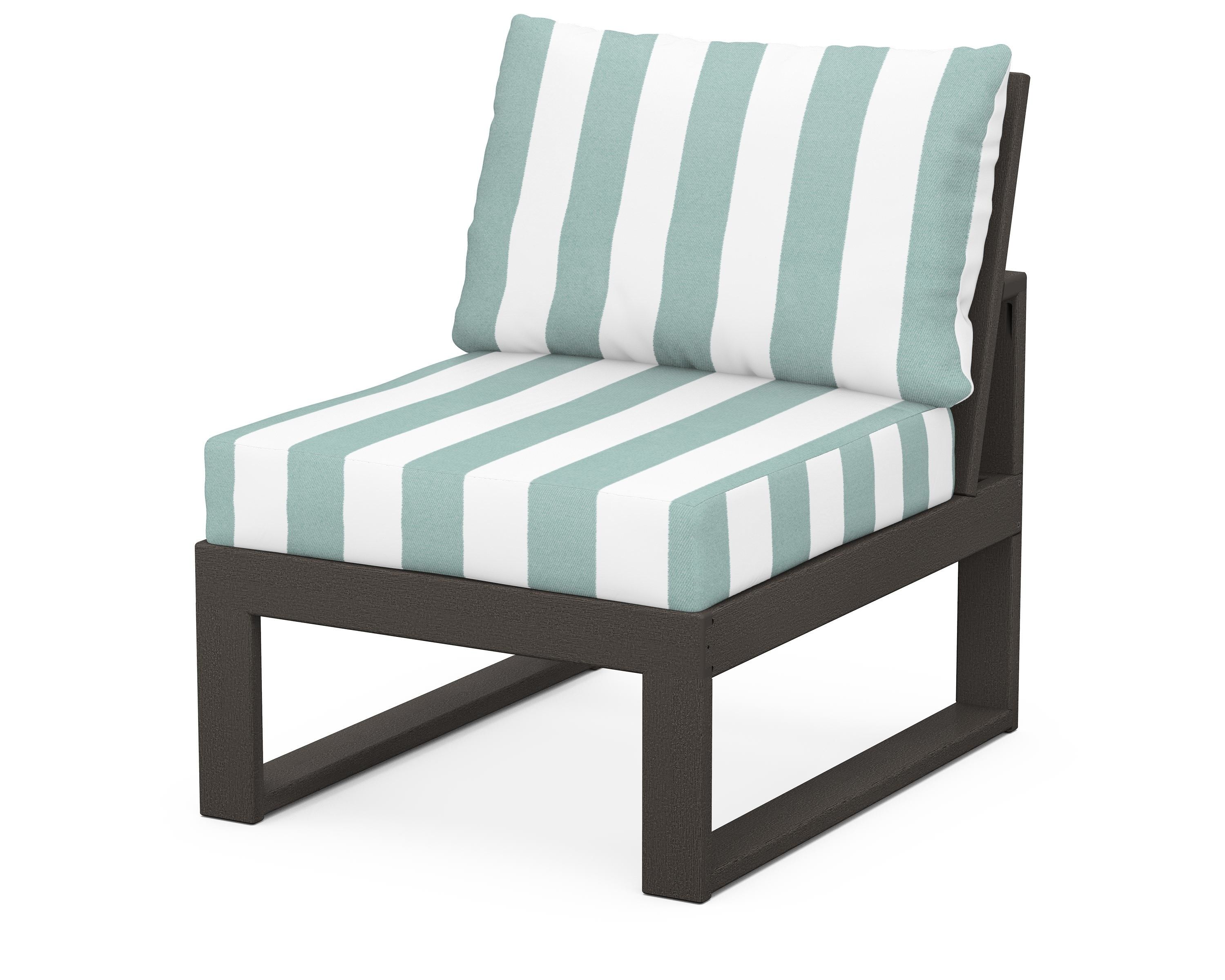 Unbranded Modular Armless Chair in Vintage Coffee / Cabana Stripe Glacier Spa