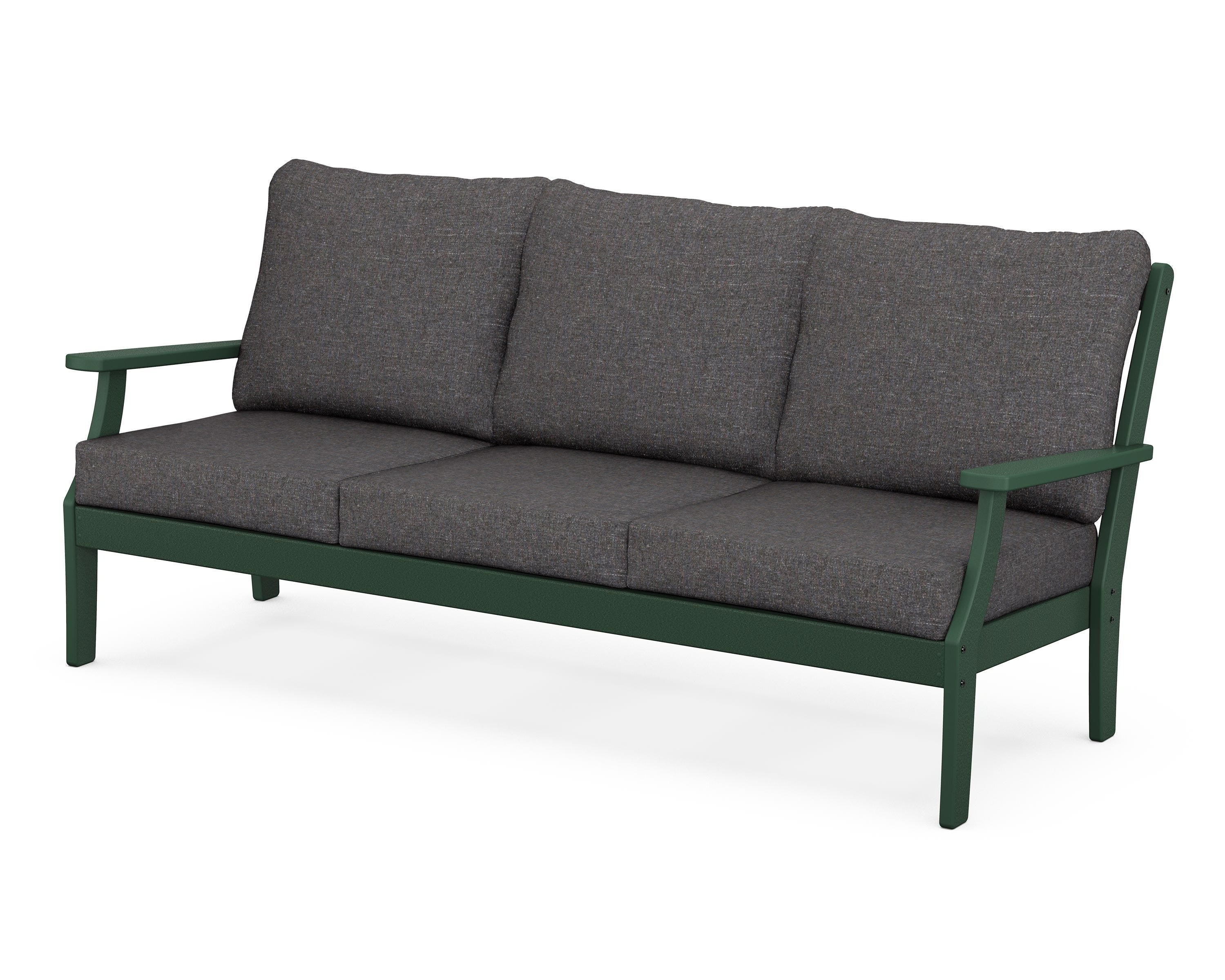 POLYWOOD® Braxton Deep Seating Sofa in Green / Ash Charcoal