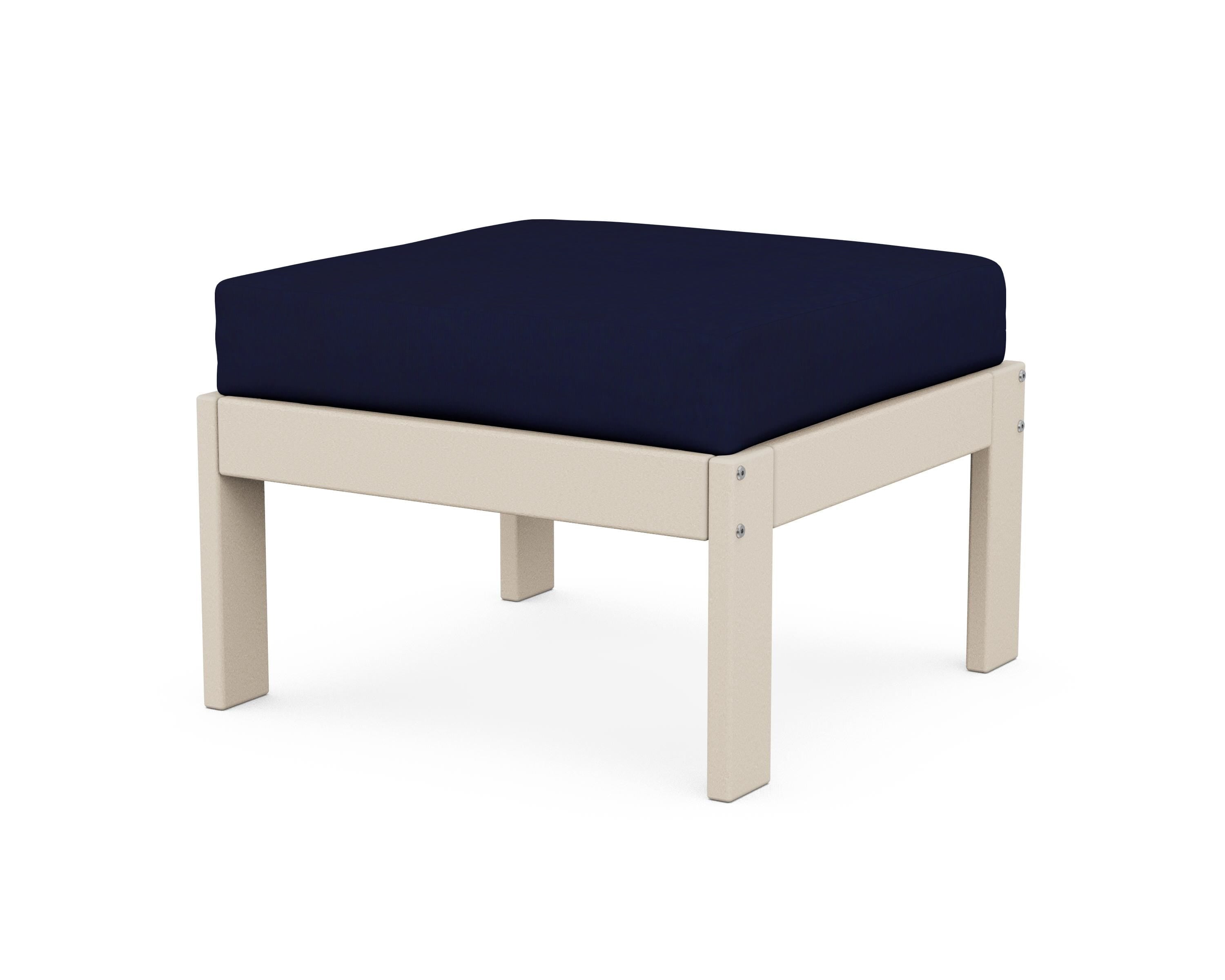 POLYWOOD® Vineyard Modular Ottoman in Sand / Navy
