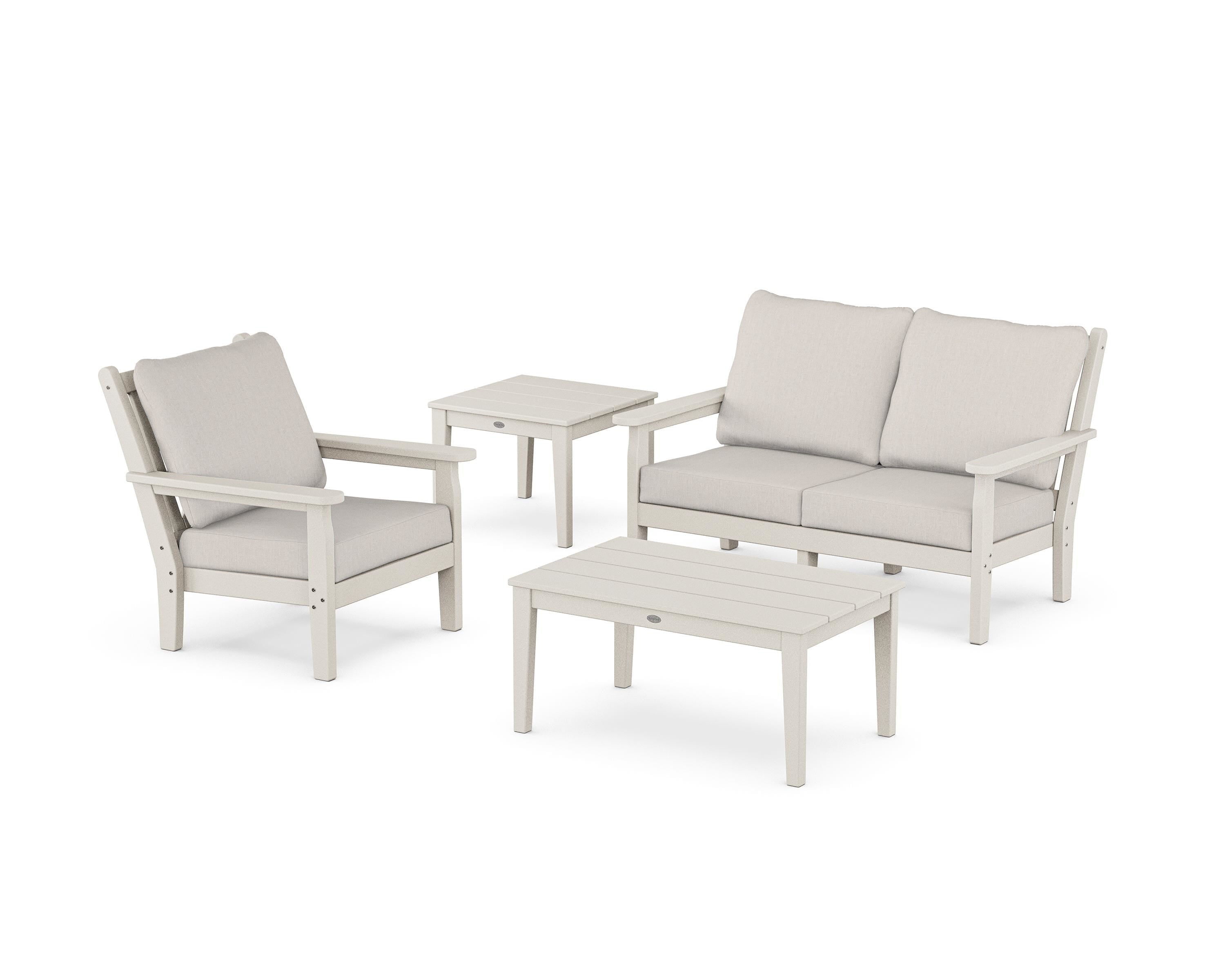 POLYWOOD® Chippendale 4-Piece Deep Seating Set in Sand / Cast Ash