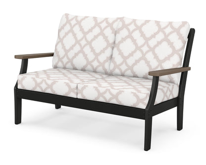 POLYWOOD® Braxton Deep Seating Loveseat in Black / Kona / Trellis Dune Burlap