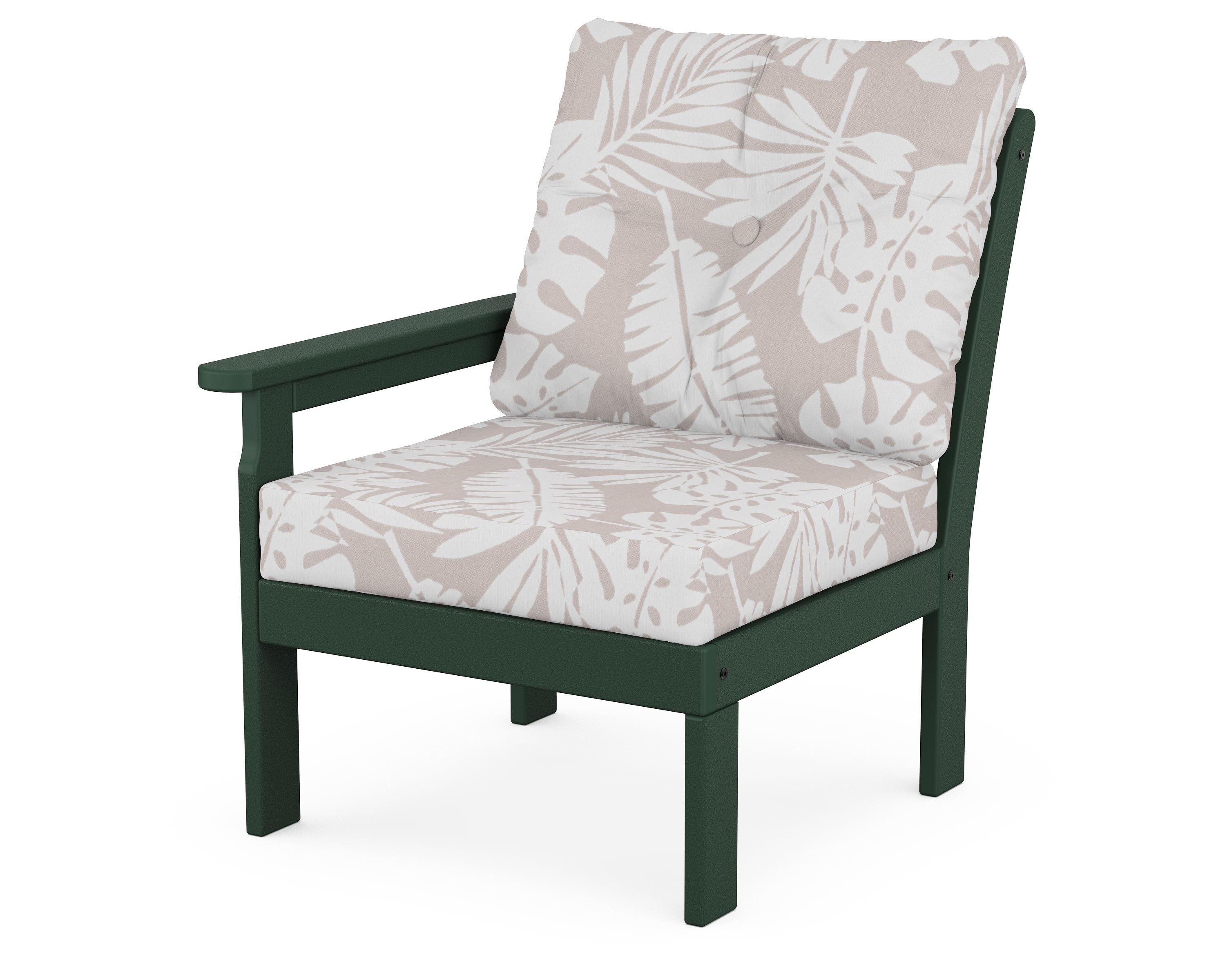 POLYWOOD® Vineyard Modular Left Arm Chair in Green / Leaf Dune Burlap