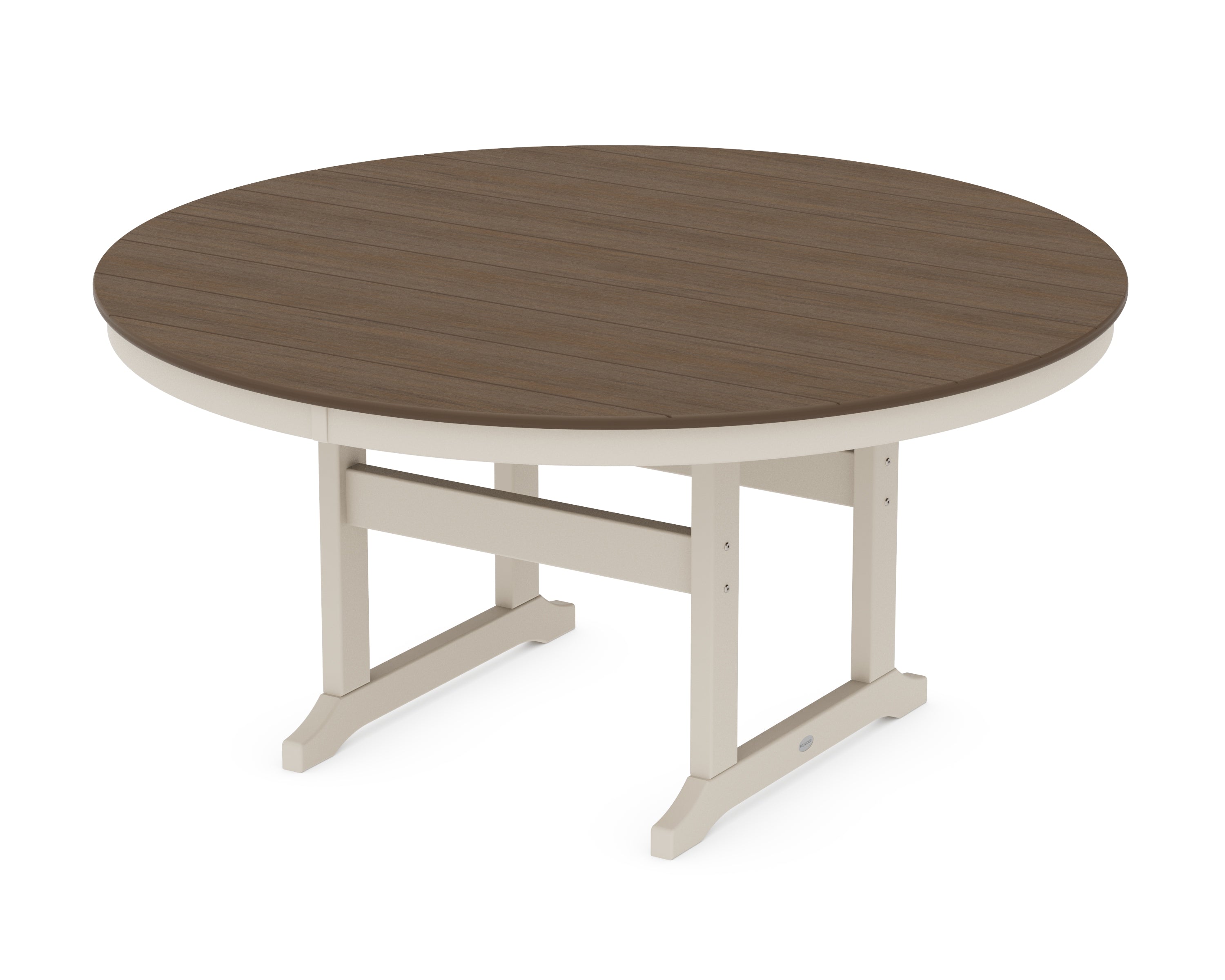 POLYWOOD® 60" Round Farmhouse Dining Table in Sand / Kona
