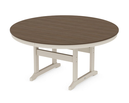POLYWOOD® 60" Round Farmhouse Dining Table in Sand / Kona