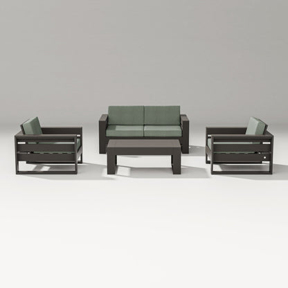 PW Designer Series Latitude 4-Piece Lounge Loveseat Set in Vintage Coffee / Cast Sage