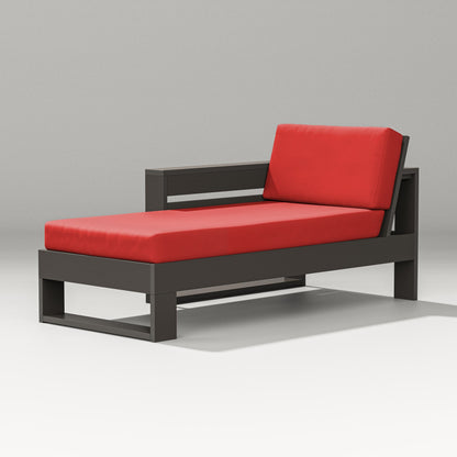 PW Designer Series Latitude Modular Left Arm Chaise in Vintage Coffee / Crimson Linen
