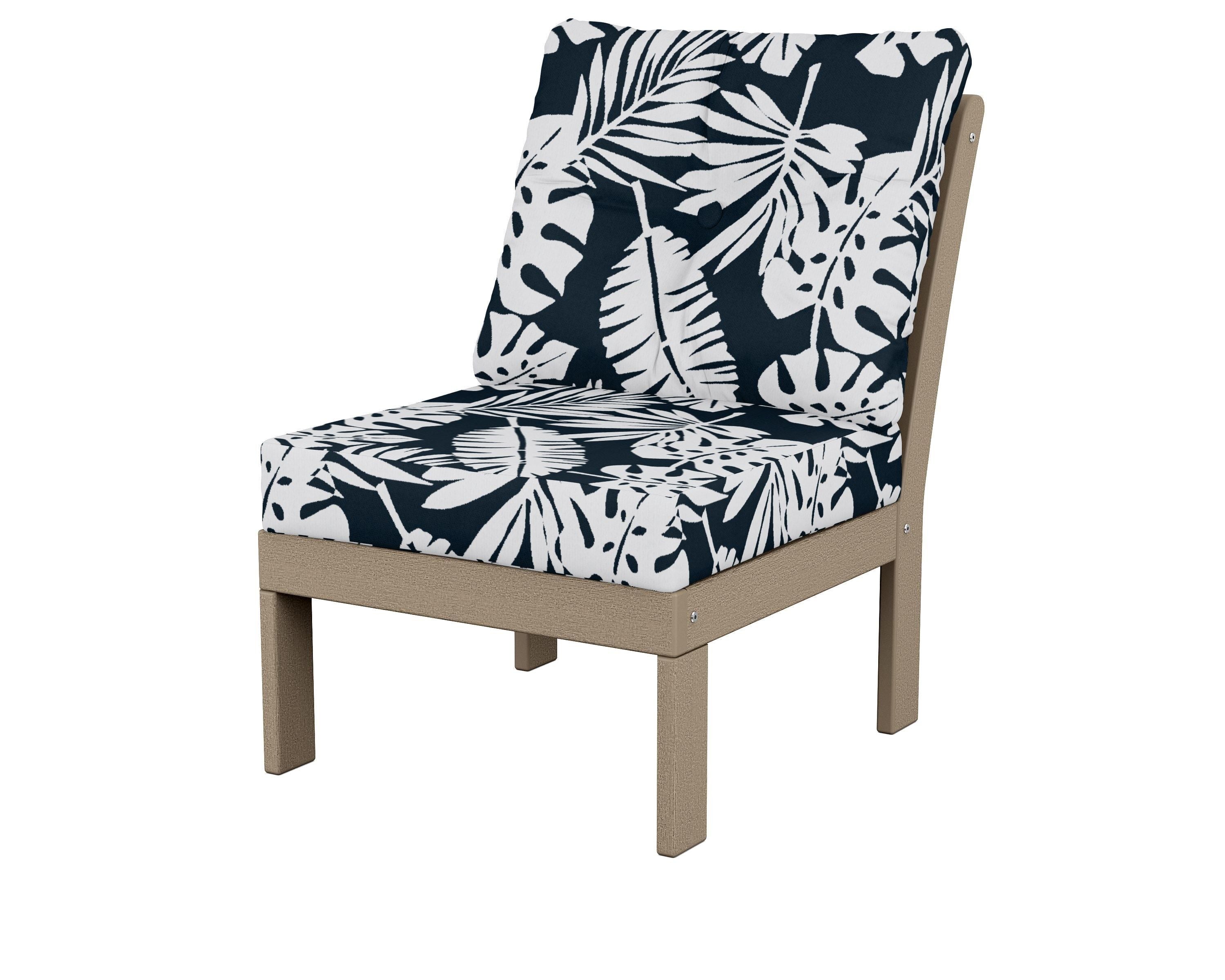 POLYWOOD® Vineyard Modular Armless Chair in Vintage Sahara / Leaf Marine Indigo
