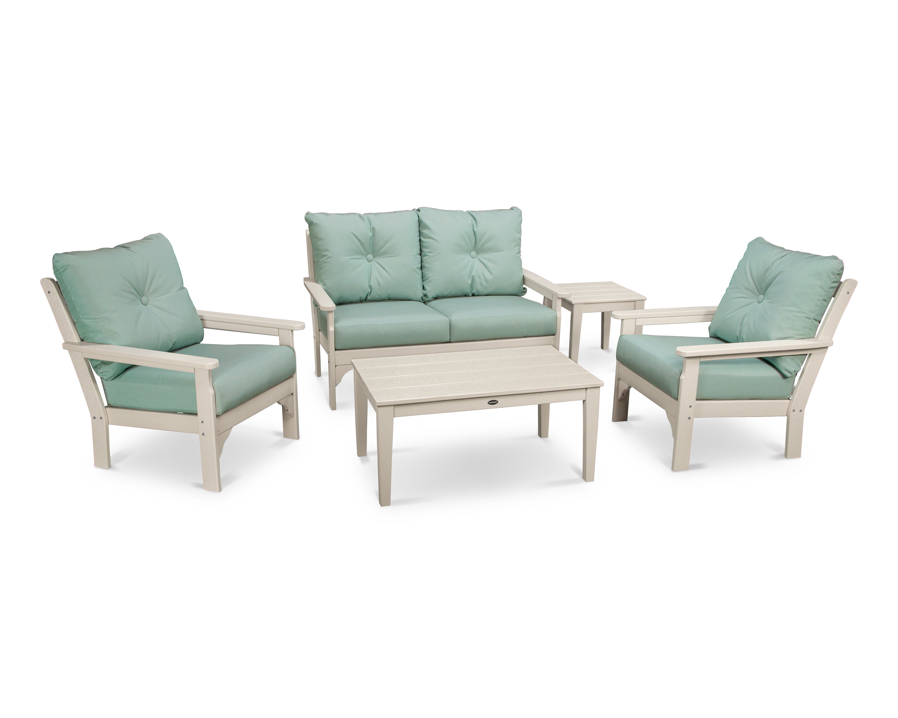 POLYWOOD® Vineyard 5-Piece Deep Seating Set in Sand / Spa