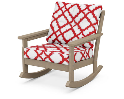 POLYWOOD® Vineyard Deep Seating Rocking Chair in Vintage Sahara / Trellis Crimson