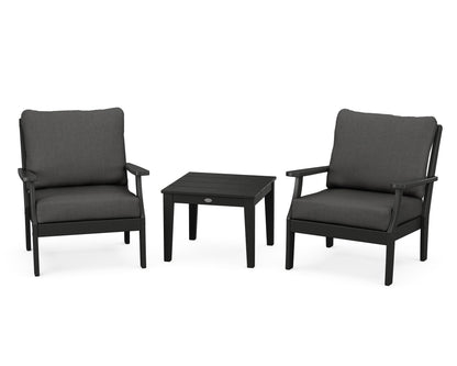 POLYWOOD® Braxton 3-Piece Deep Seating Set in Black / Spectrum Carbon