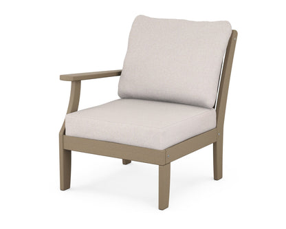 POLYWOOD® Braxton Modular Left Arm Chair in Vintage Sahara / Dune Burlap