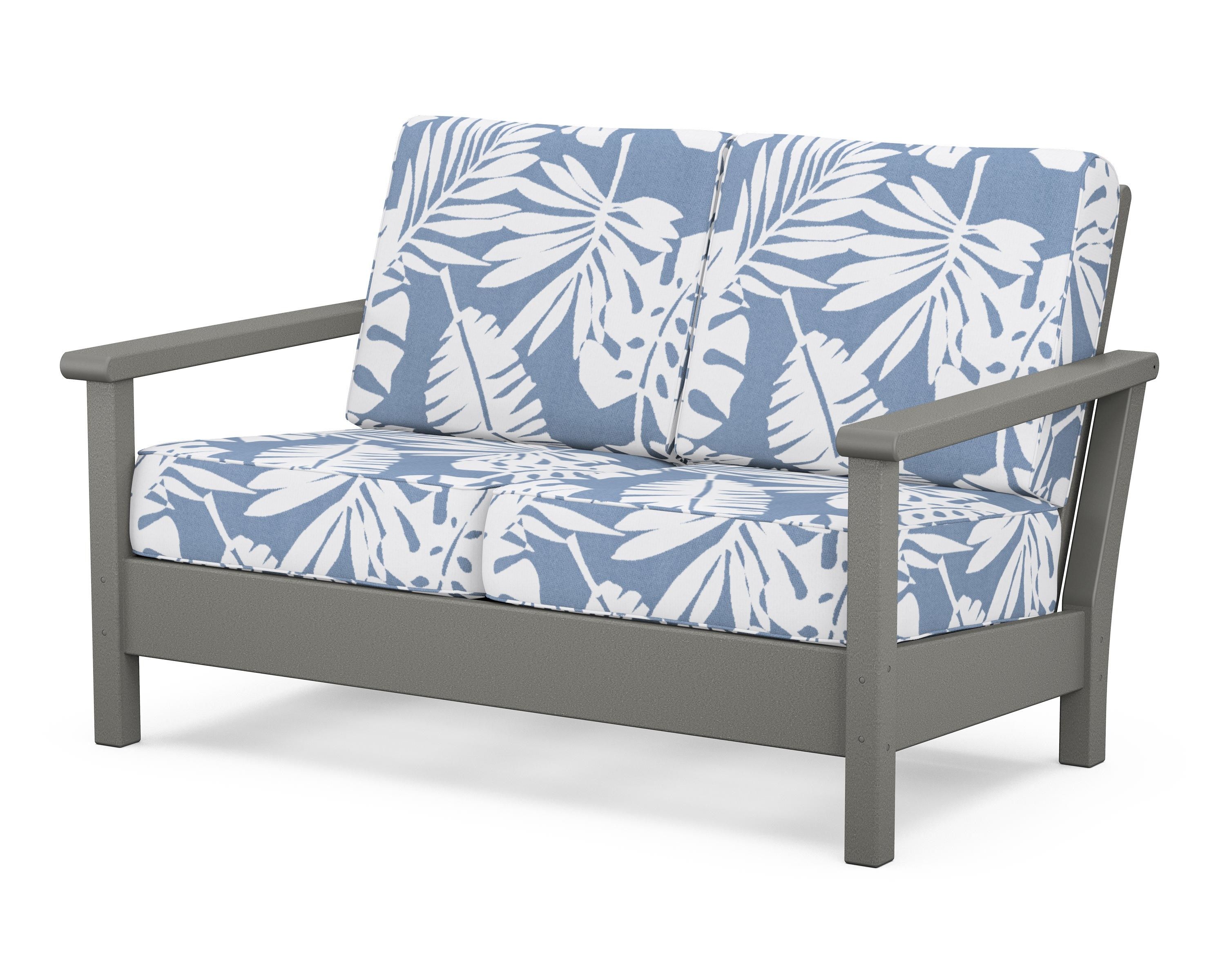 POLYWOOD® Harbour Deep Seating Loveseat in Slate Grey / Leaf Sky Blue