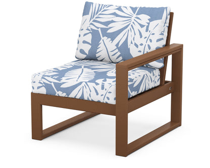 POLYWOOD® EDGE Modular Right Arm Chair in Teak / Leaf Sky Blue