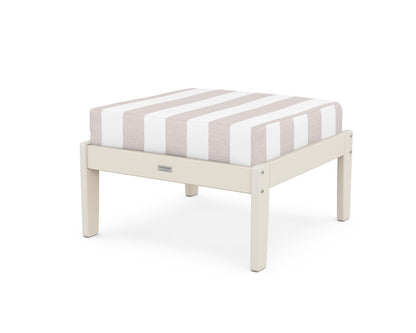 Country Living Cottage Deep Seating Ottoman in Sand / Cabana Stripe Dune Burlap