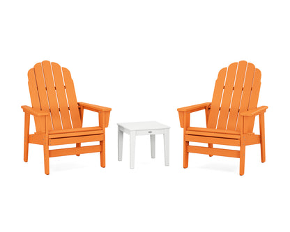 POLYWOOD® 3-Piece Vineyard Grand Upright Adirondack Set in Tangerine / White
