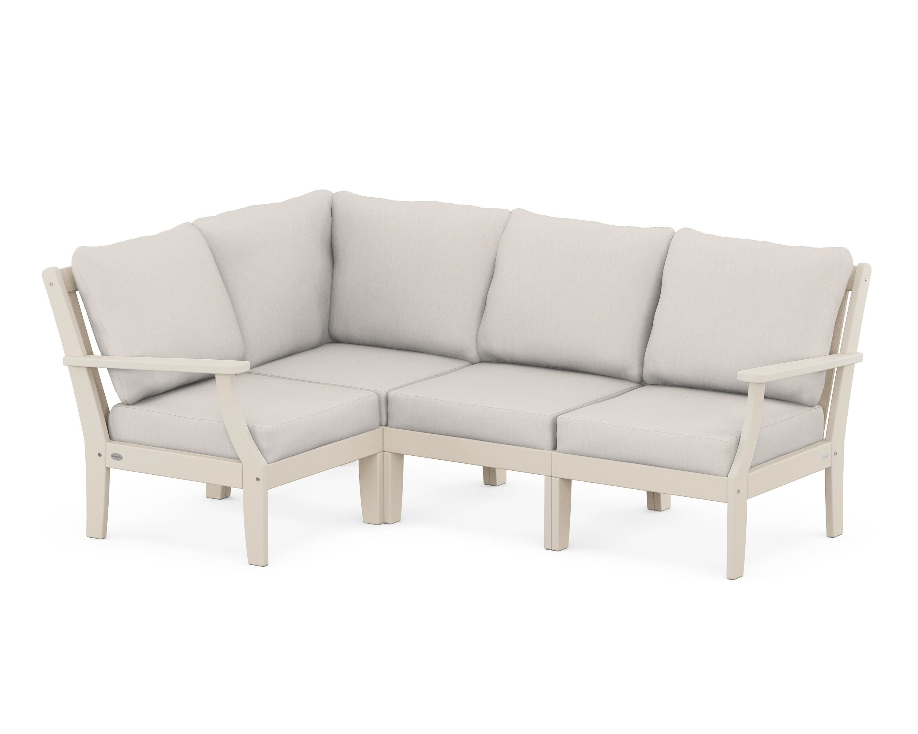 POLYWOOD® Braxton Modular 4-Piece Deep Seating Set in Sand / Cast Ash