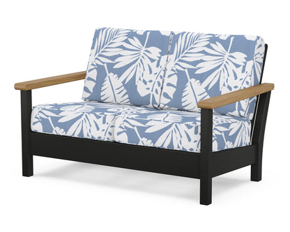 POLYWOOD® Harbour Deep Seating Loveseat in Black / Natural / Leaf Sky Blue