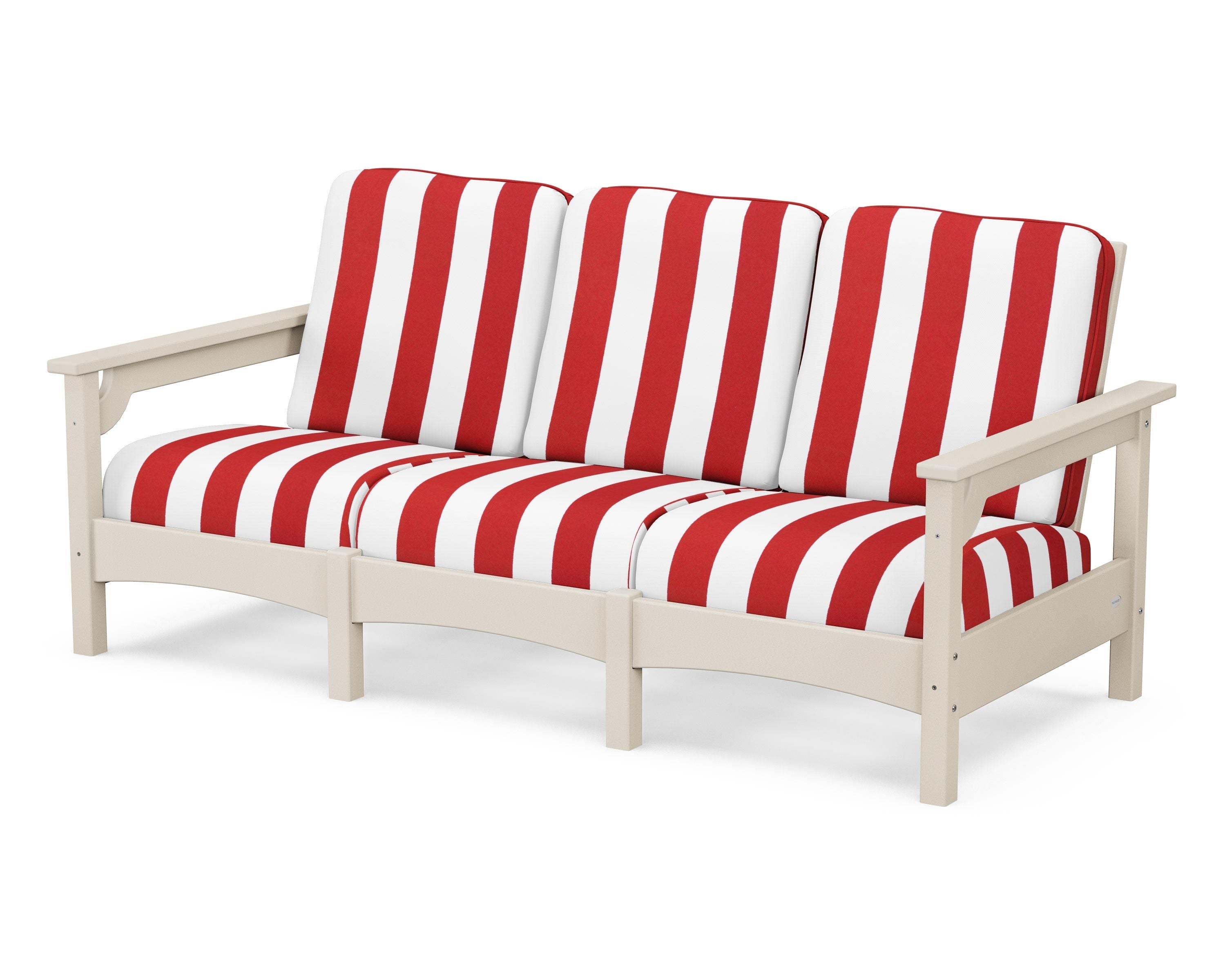 POLYWOOD® Club Sofa in Sand / Cabana Stripe Crimson