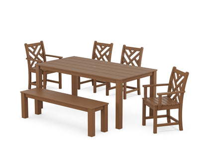 POLYWOOD® Chippendale 6-Piece Parsons Dining Set with Bench in Teak