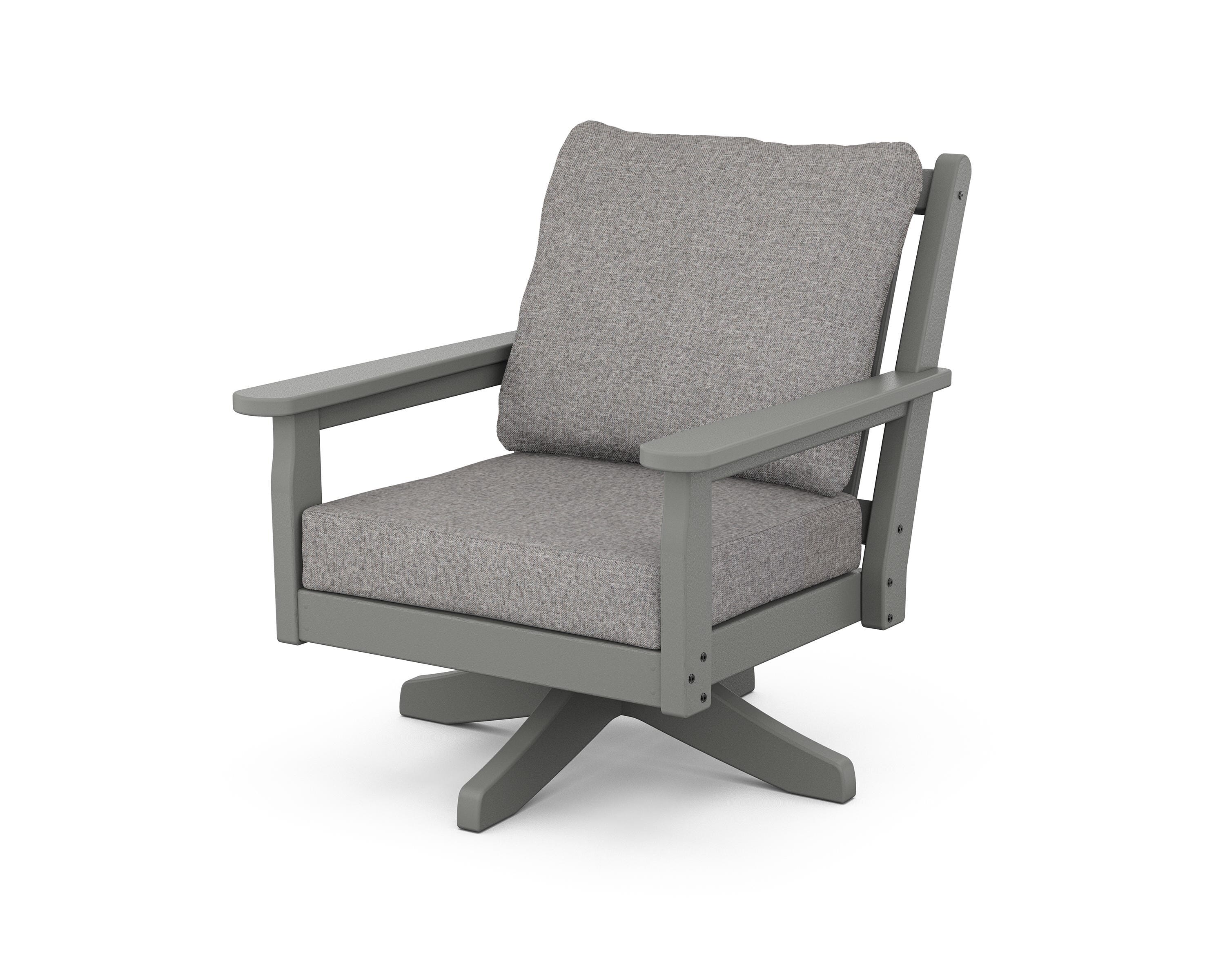 POLYWOOD® Chippendale Deep Seating Swivel Chair in Slate Grey / Grey Mist