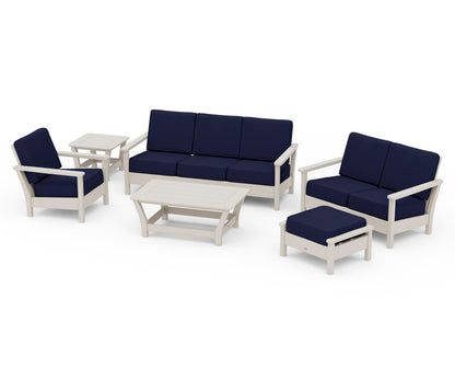 POLYWOOD® Harbour 6-Piece Outdoor Living Set in Sand / Navy