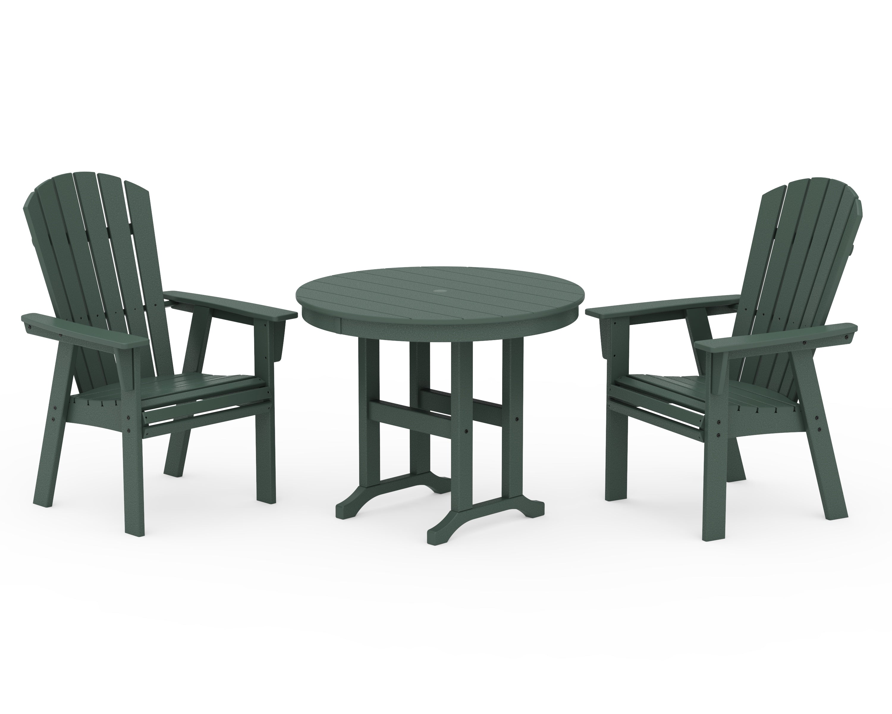 POLYWOOD® Nautical Adirondack 3-Piece Round Dining Set in Green
