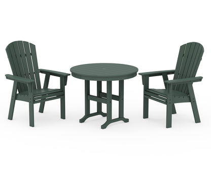 POLYWOOD® Nautical Adirondack 3-Piece Round Dining Set in Green