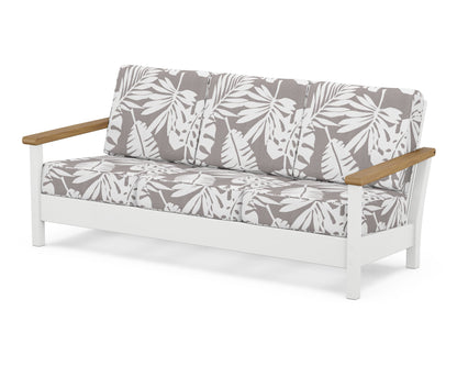 POLYWOOD® Harbour Deep Seating Sofa in White / Natural / Leaf Grey Mist